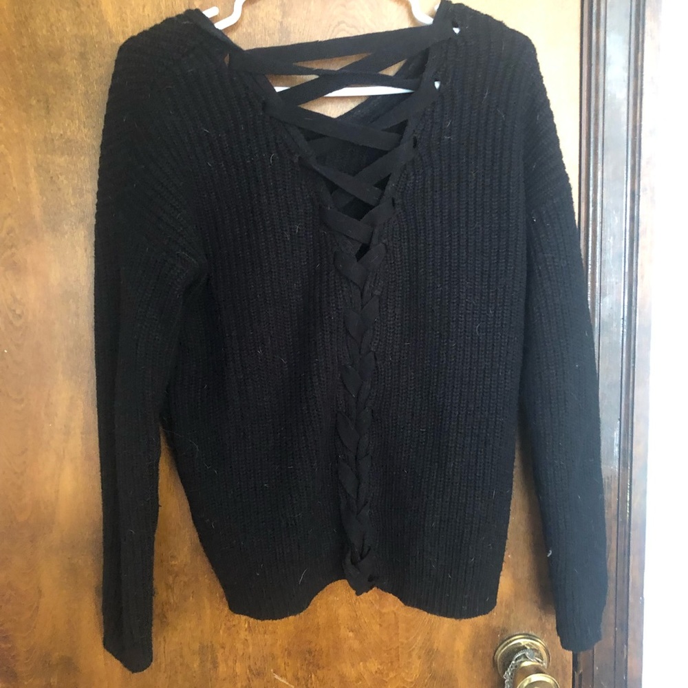 Lace up sweater
